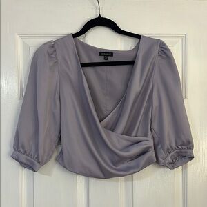 Dynamite Women's Gray Wrap Top